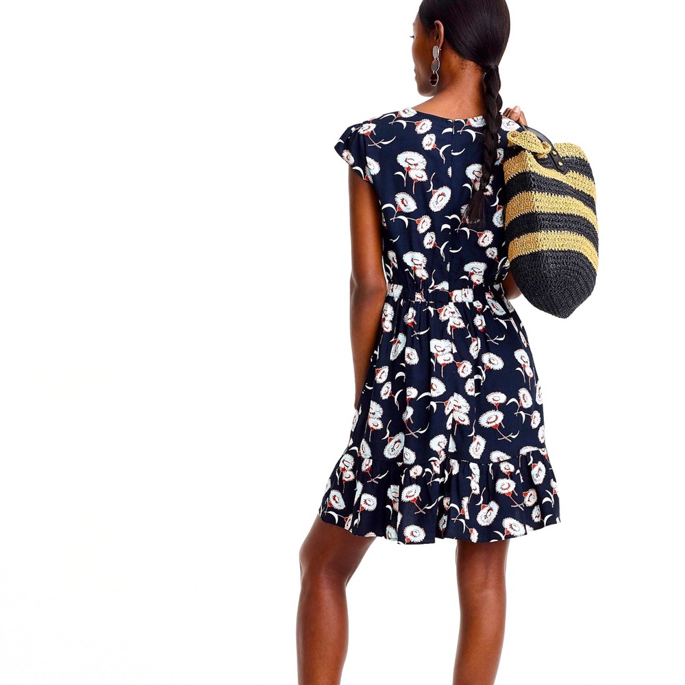 J Crew Floating Floral faux wrap mini dress